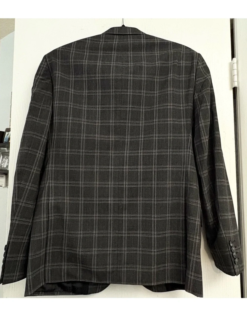 Hardy Amies Brinsley Men's Charcoal Plaid Wool Blazer Size 38R